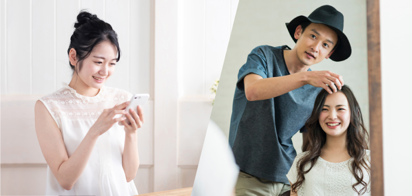 WEB予約をする人とカウンセリングをする美容師