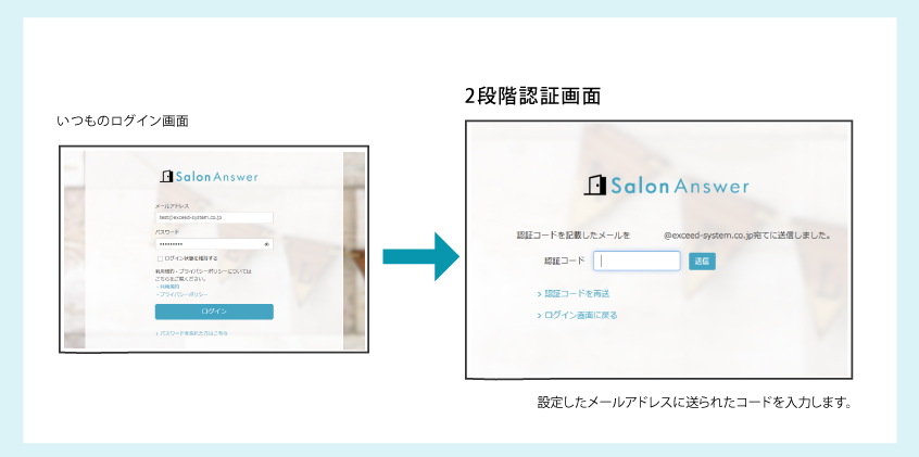 ログイン時の2段階認証対応